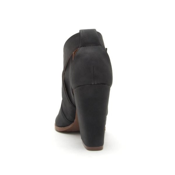 Black Nubuck Open Toe High Heel Bootie - Picture 4 of 4
